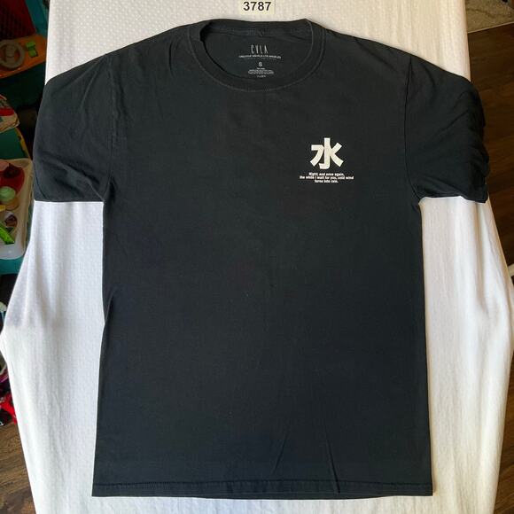 CVLA Men T-shirt size S Short Sleeve Stretchy Cold Wind Turns Into Rain Black - Picture 2 of 8